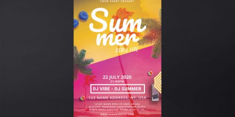 Summer Beach Party PSD Free Flyer Template